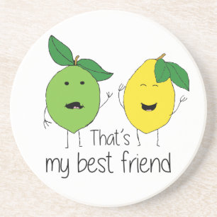 Lemon and Lime Best Friends BFF Lemon Art Besties Coaster