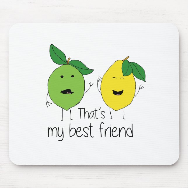 Lemon and Lime Best Friends BFF Lemon Art Besties Mouse Pad (Front)