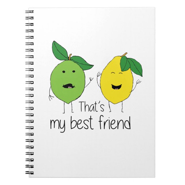 Lemon and Lime Best Friends BFF Lemon Art Besties Notebook (Front)