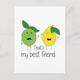 Lemon and Lime Best Friends BFF Lemon Art Besties Postcard