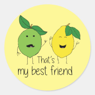 Lemon and Lime Best Friends Classic Round Sticker