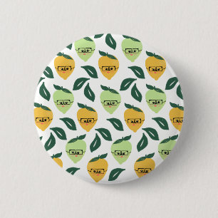 Lemon and Lime Citrus Cartoon Illustration 2 Inch Round Button