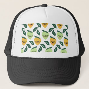 Lemon and Lime Citrus Cartoon Illustration Trucker Hat