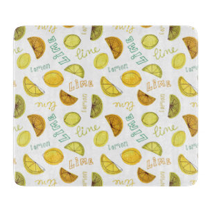 Lemon and Lime Fruit Pattern Cutting Board