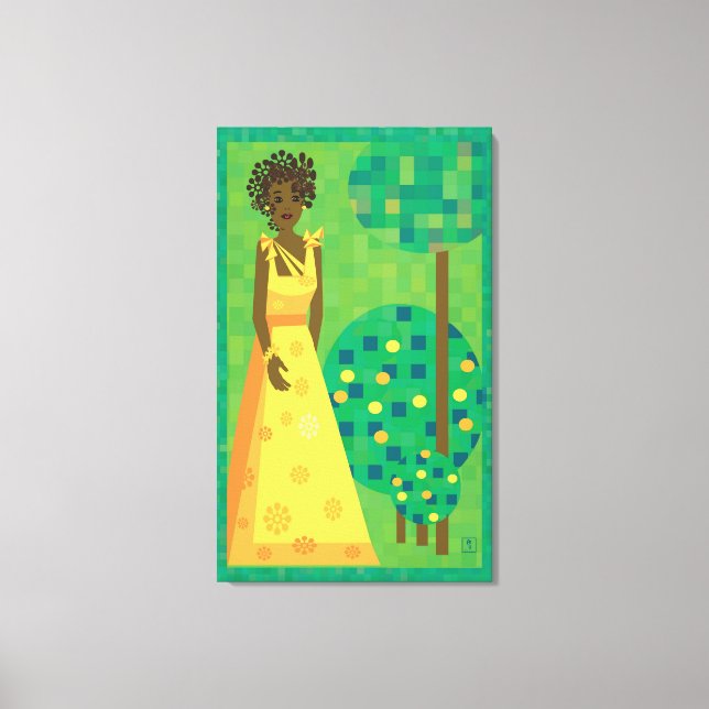 Lemon and lime - girl in a garden canvas print (Front)