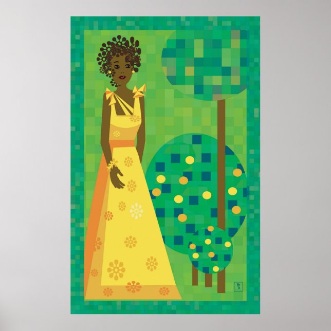 Lemon and lime - girl in a garden poster (Front)
