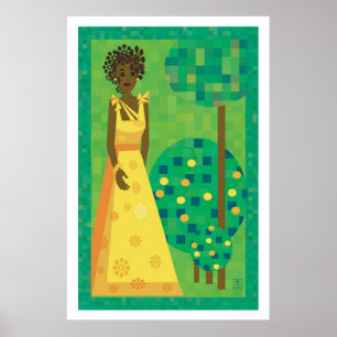 Lemon and lime - girl in a garden poster