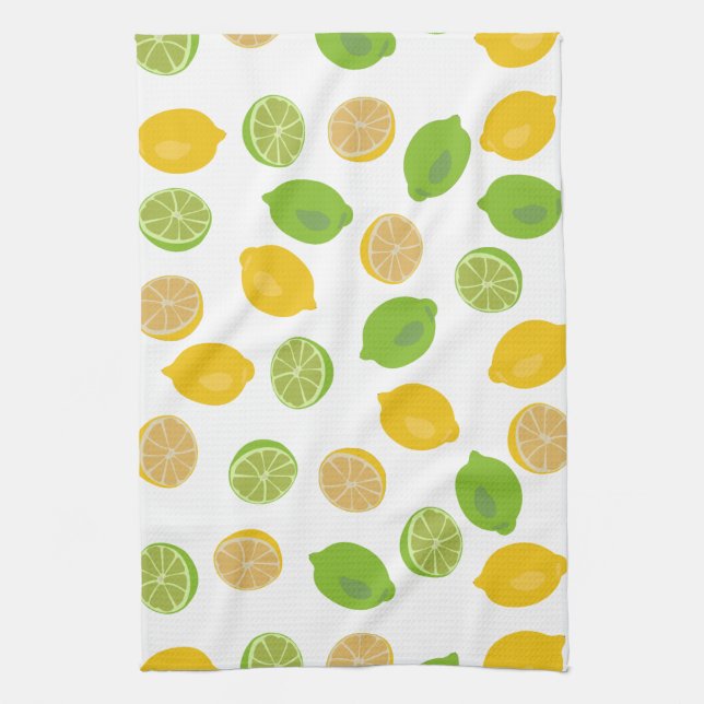 Lemon and Lime Pattern Kitchen Towel (Vertical)