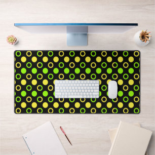 Lemon and Lime Rings and Polka Dots by STaylor Desk Mat