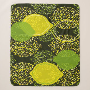 Lemon and lime seamless pattern. sherpa blanket