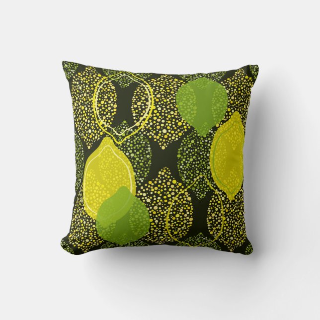 Lemon and lime seamless pattern. throw pillow (Front)