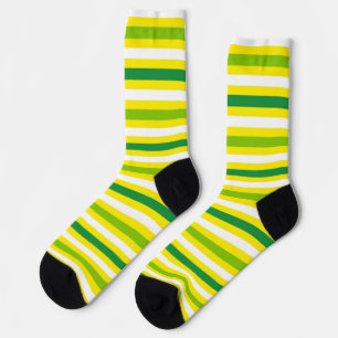 Lemon and LIme - Yellow Green White Striped Socks