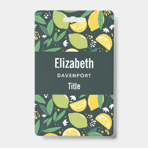 Lemon and Limes Fruit Pattern in Green and Yellow Badge