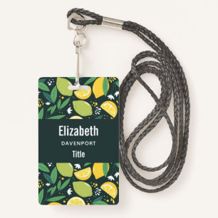 Lemon and Limes Fruit Pattern in Green and Yellow Badge