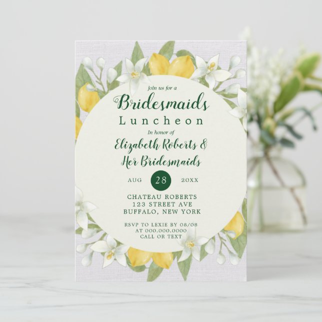 Lemon and Linen Watercolor Bridesmaids Luncheon (Standing Front)