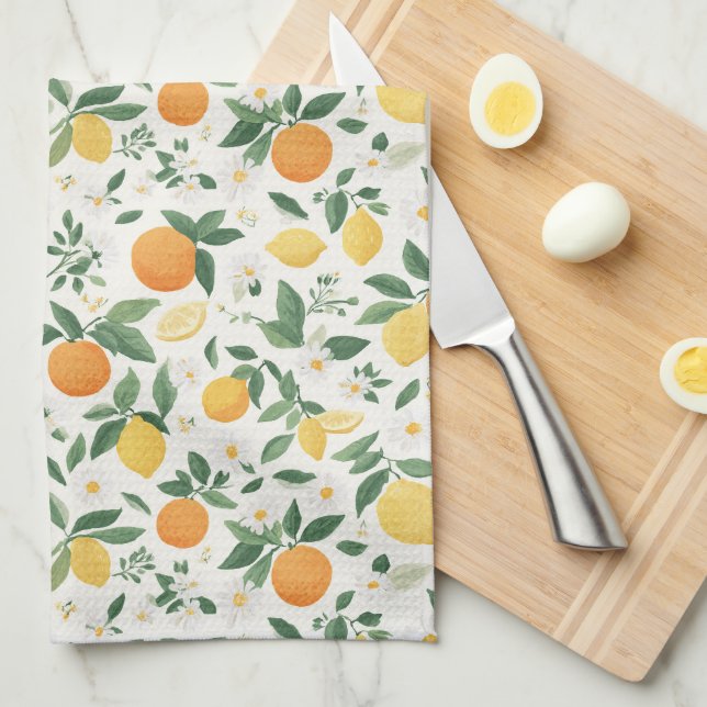 Lemon And Orange Citrus Pattern  Kitchen Towel (Quarter Fold)