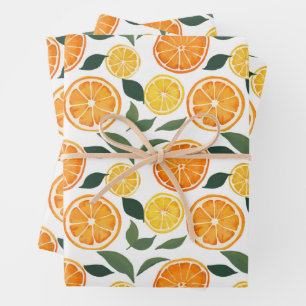 Lemon and Orange Citrus Pattern  Wrapping Paper Sheet