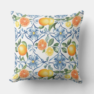 Lemon and Orange Mediterranean Throw Pillow