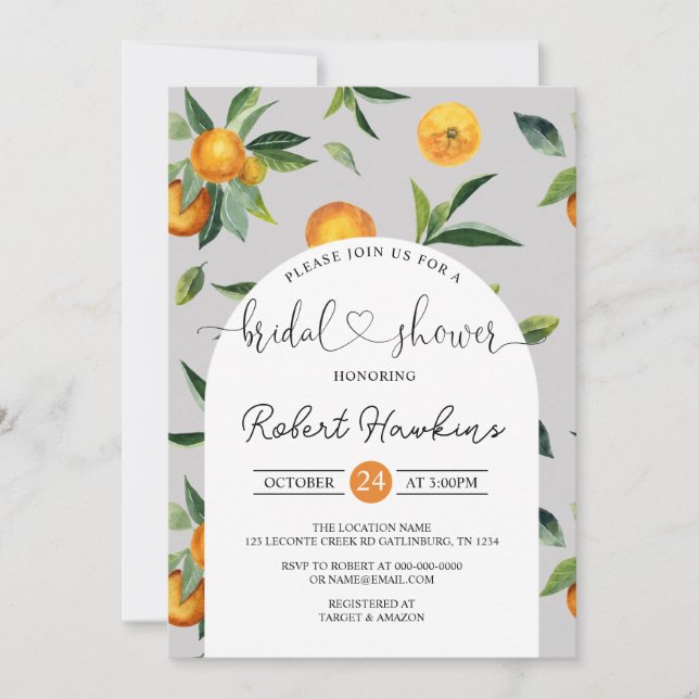 Lemon and Oranges Bridal Shower Invitation (Front)