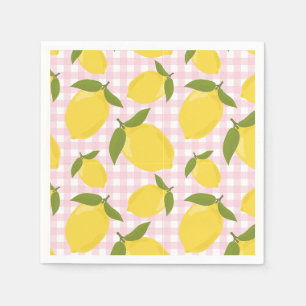 Lemon and Pink Gingham Napkin