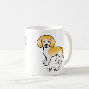 Lemon And White Beagle Cartoon Dog & Custom Text Coffee Mug