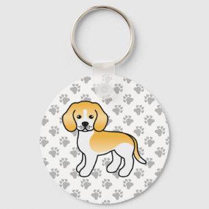 Lemon And White Beagle Cute Dog & Paws Keychain