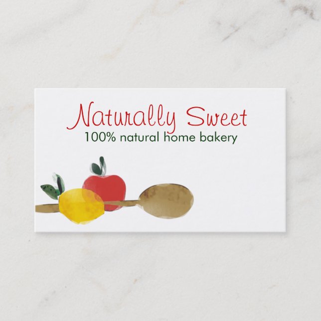 lemon apple spoon baking bakery business cards (Front)