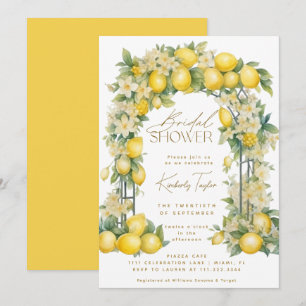 Lemon Arch Floral Boho Yellow Bridal Shower Invitation