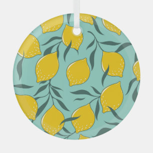 Lemon Art Fashion Abstract Seamless Glass Ornament