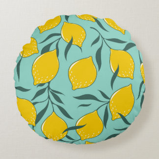 Lemon Art Fashion Abstract Seamless Round Pillow