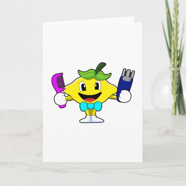 Lemon as Hairdresser with Comb & Razor Card (Front)