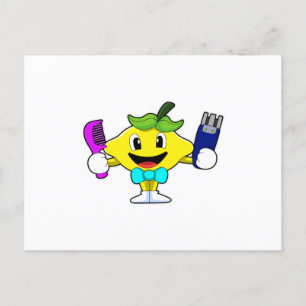 Lemon as Hairdresser with Comb & Razor Postcard
