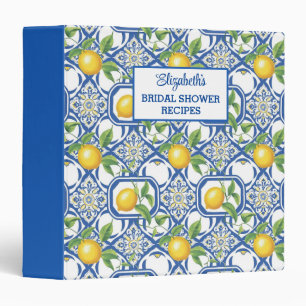 Lemon Azulejo Tiles Pattern Bridal Shower Recipes Binder