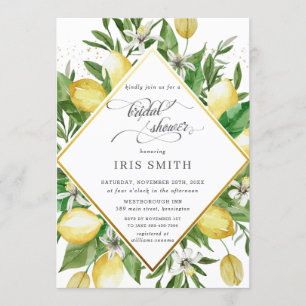 Lemon Azure Mediterranean Greenery Bridal Shower Invitation