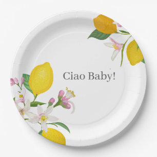 Lemon Baby Shower, Ciao Baby, Italian Theme  Paper Plate