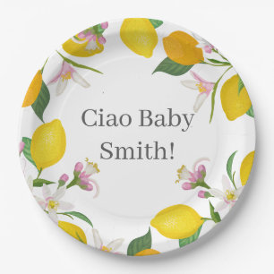 Lemon Baby Shower, Ciao Baby, Italian Theme Paper Plate