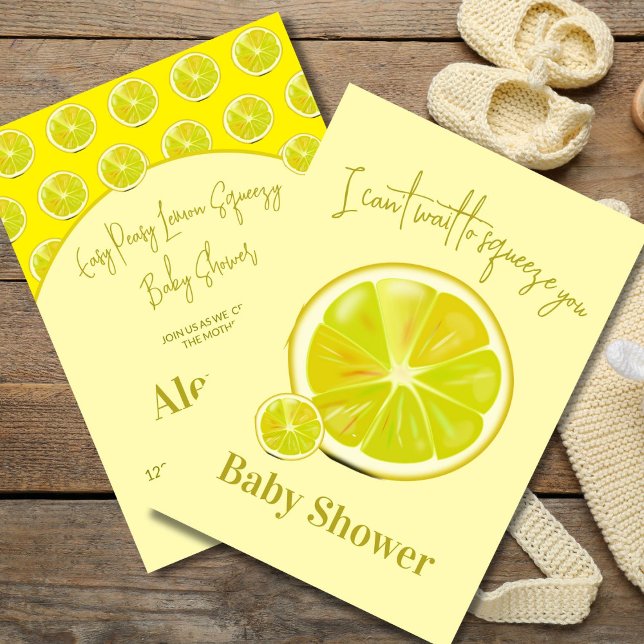 Lemon Baby Shower Citrus Yellow Modern Invitation (Creator Uploaded)