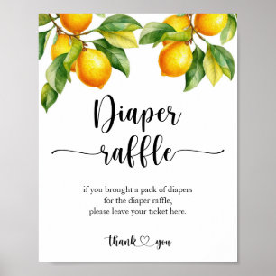 Lemon Baby Shower Diaper Raffle Sign