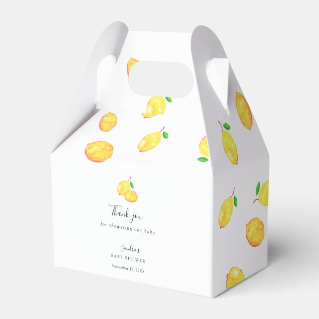 Lemon Baby Shower Elegant Thank you Script Citrus Favor Box (Front Side)