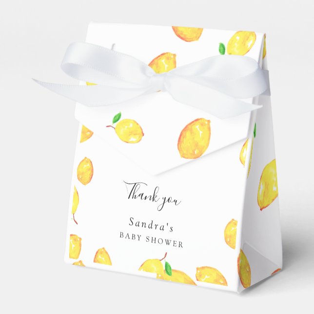 Lemon Baby Shower Elegant Thank you Script Frame Favor Box (Front Side)