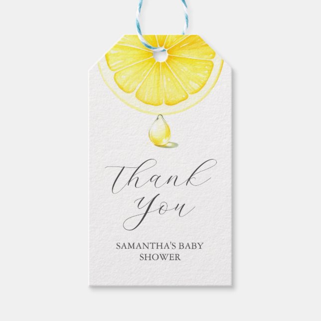 Lemon Baby Shower Favour Tags Template (Front)
