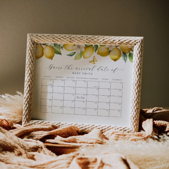 Lemon Baby Shower Guess The Due Date Calendar  Poster (Creator Uploaded)
