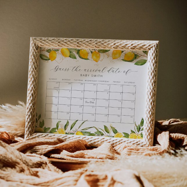 Lemon Baby Shower Guess The Due Date Calendar  Poster (Creator Uploaded)