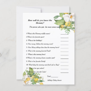 Lemon Baby shower How well do you know the mommy   Invitation