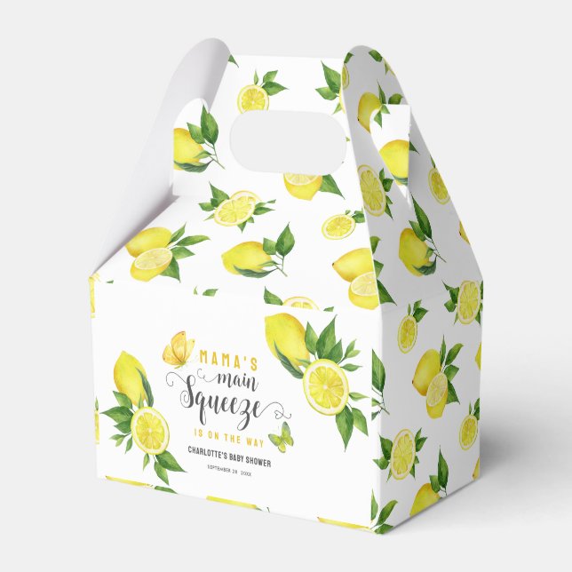 Lemon Baby Shower Mama's Main Squeeze Cute Citrus Favor Box (Front Side)