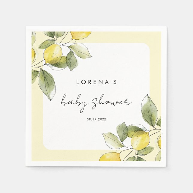 Lemon Baby Shower Napkin (Front)