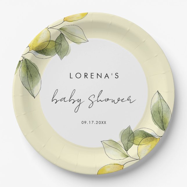 Lemon Baby Shower Paper Plate (Front)