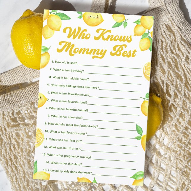 Lemon Baby Shower Who Knows Mommy Best Game (Creator Uploaded)