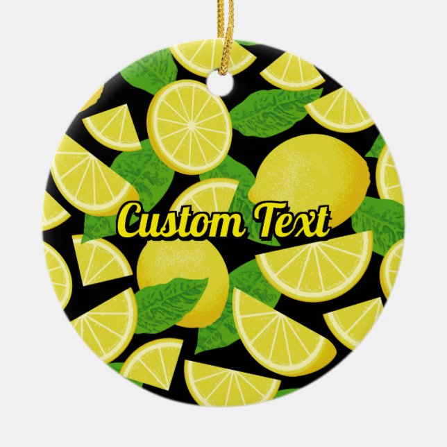 Lemon Background Ceramic Ornament (Front)