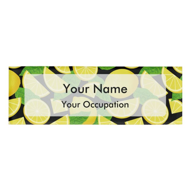 Lemon Background Name Tag (Front)